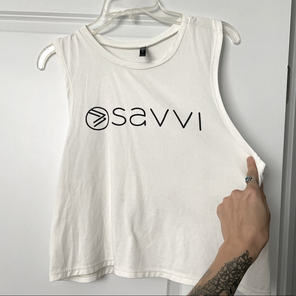White Savvi Muscle Tee Workout Shirt